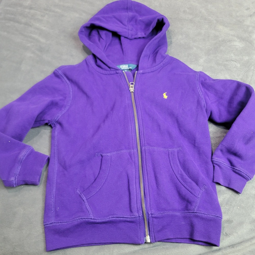 Polo Ralph Lauren Kids Purple Full Zip Hoodie Yellow Pony Logo Size 6